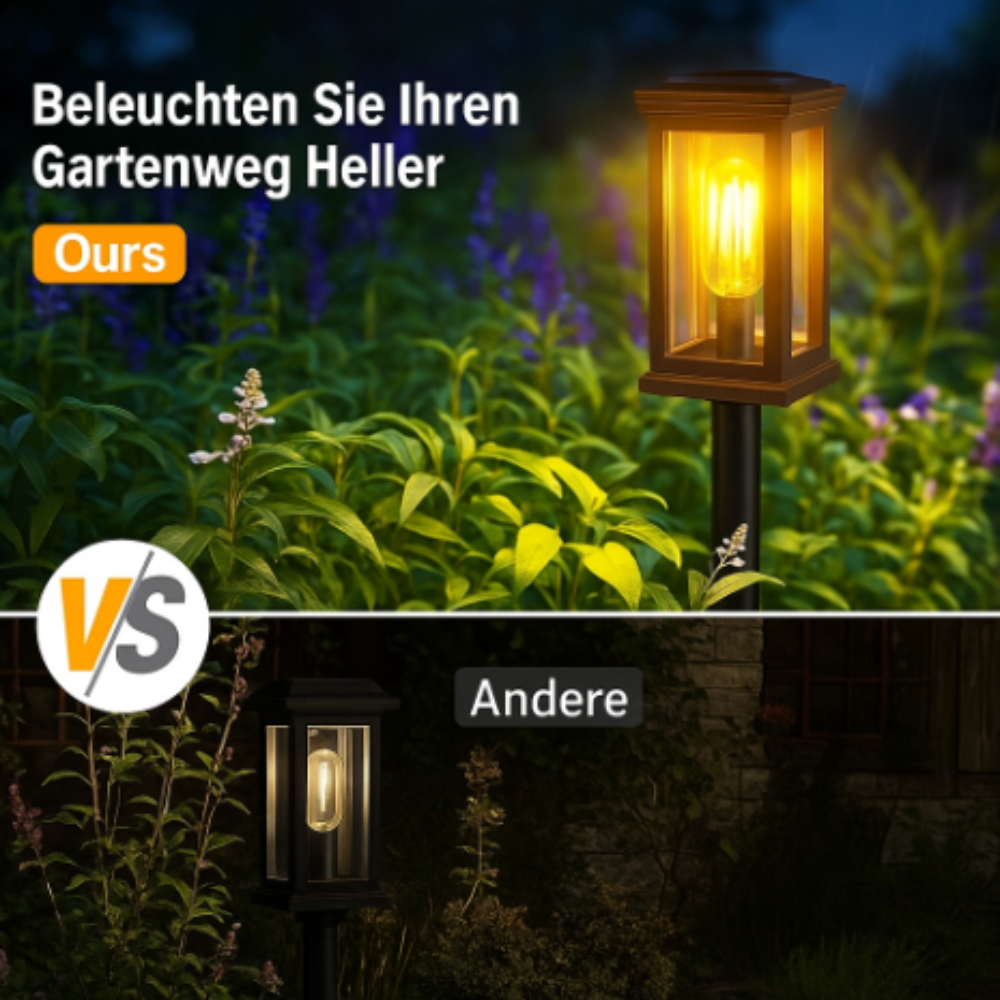 Solar LED Gartenleuchte Außen IP65 – Wetterfeste Solarleuchte für Garten, Terrasse & Wegbeleuchtung