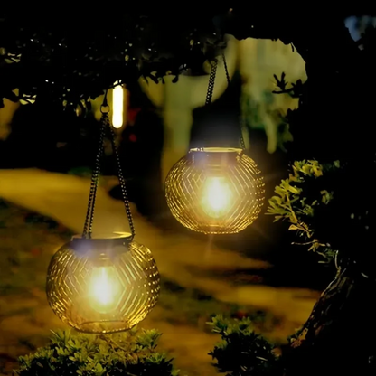 Solar Gartenlaterne LED – Solar Hängelampe für Außen mit warmweißem Licht | Automatisches Ein/Aus & Wetterfest