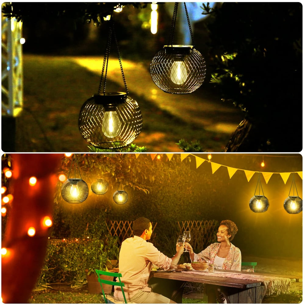 Solar Gartenlaterne LED – Solar Hängelampe für Außen mit warmweißem Licht | Automatisches Ein/Aus & Wetterfest
