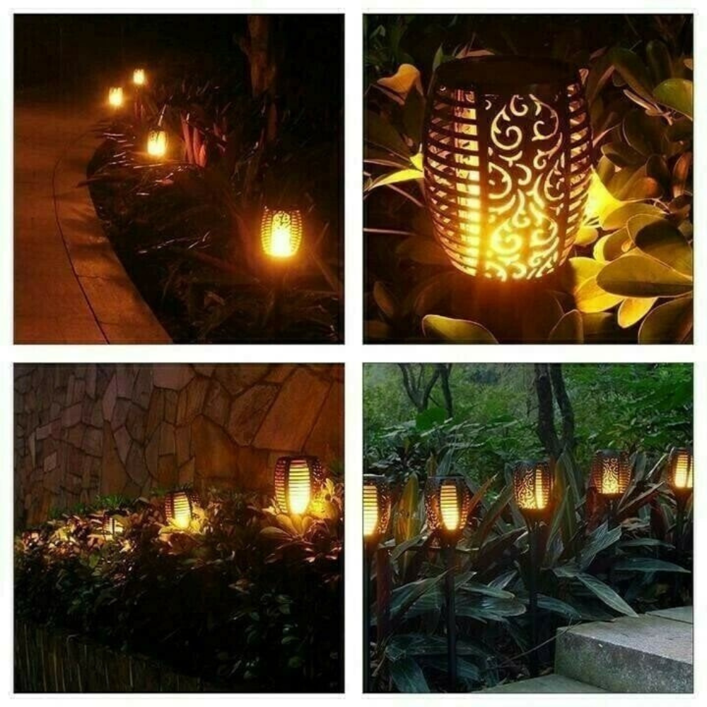 Solar Gartenfackel LED mit Flammen-Effekt | Solarleuchte Außen für Garten & Terrasse | IP65 Wasserdicht Deko Lampe