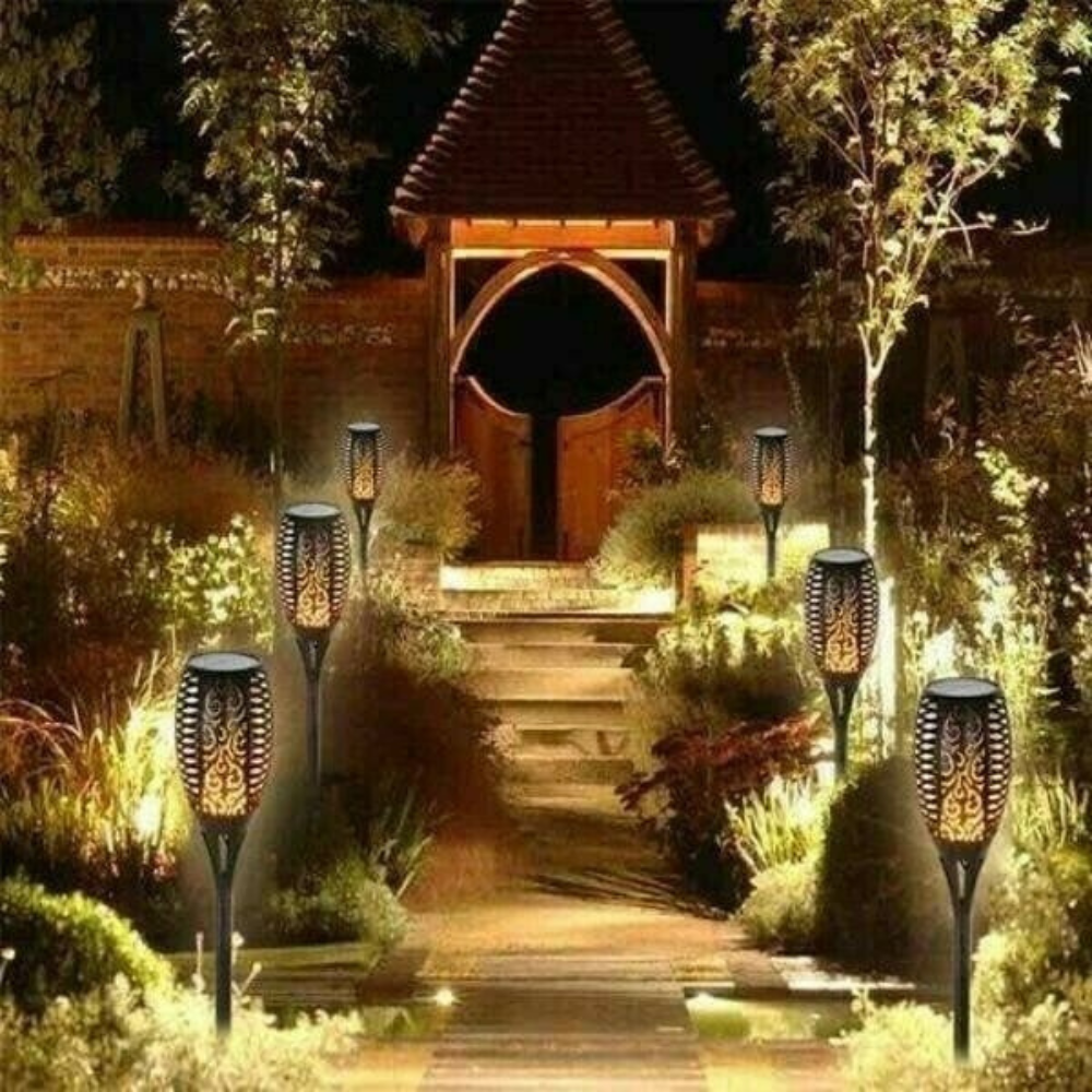 Solar Gartenfackel LED mit Flammen-Effekt | Solarleuchte Außen für Garten & Terrasse | IP65 Wasserdicht Deko Lampe