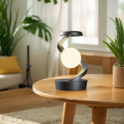 Moderne LED Tischlampe – Spiral Design Lampe in Grau & Weiß für Wohnzimmer & Büro