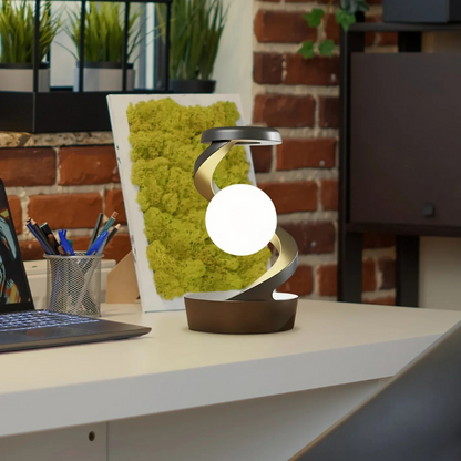 Moderne LED Tischlampe – Spiral Design Lampe in Grau & Weiß für Wohnzimmer & Büro
