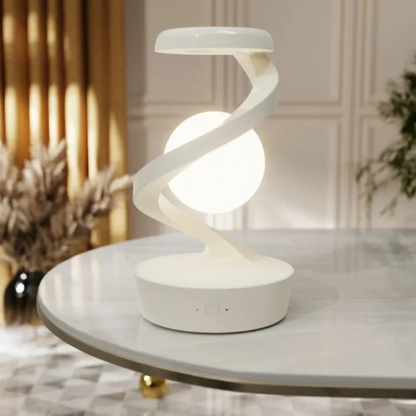 Moderne LED Tischlampe – Spiral Design Lampe in Grau & Weiß für Wohnzimmer & Büro