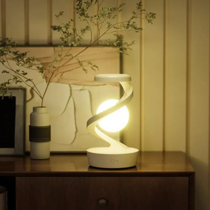 Moderne LED Tischlampe – Spiral Design Lampe in Grau & Weiß für Wohnzimmer & Büro