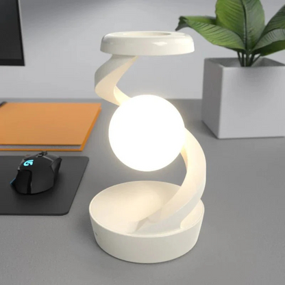 Moderne LED Tischlampe – Spiral Design Lampe in Grau & Weiß für Wohnzimmer & Büro