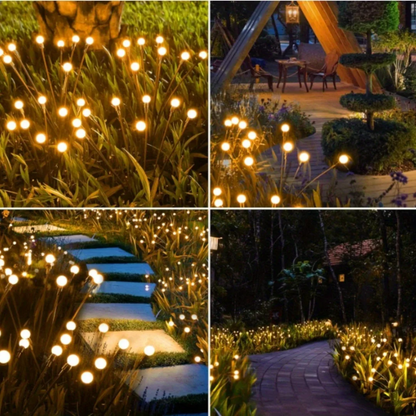 LED Solar Gartenstecker mit 6-Lichter-Blütenkopf, Außen-Gartenlampe 75 cm – Warmweiß, Kabellos, Energieeffizient