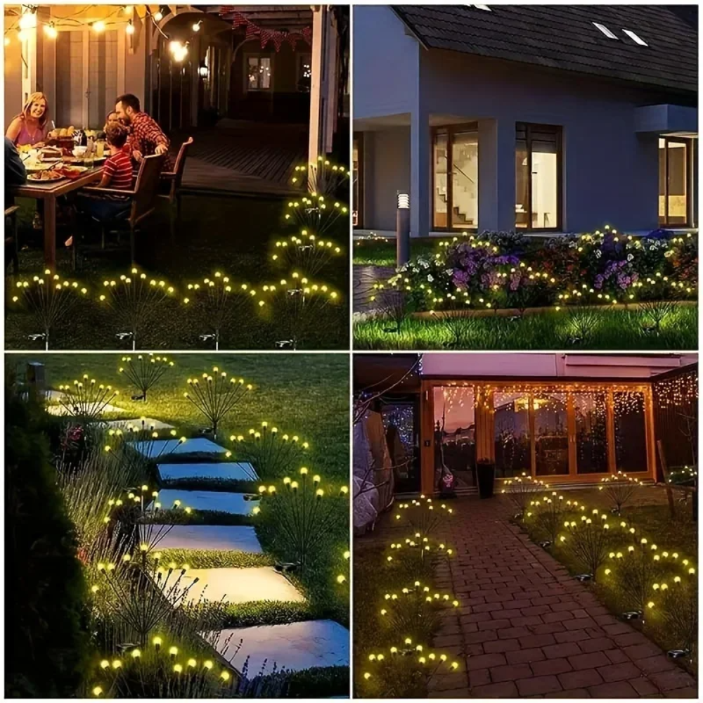 LED Solar Gartenstecker mit 6-Lichter-Blütenkopf, Außen-Gartenlampe 75 cm – Warmweiß, Kabellos, Energieeffizient