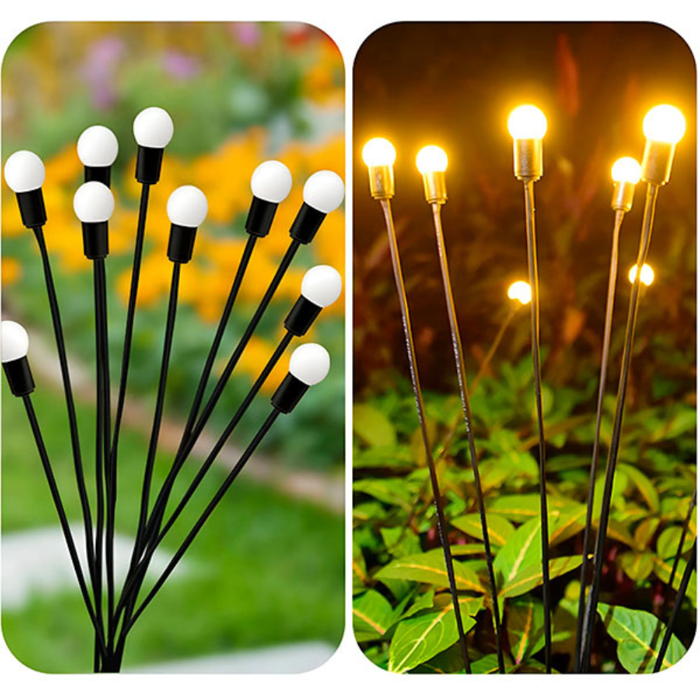 LED Solar Gartenstecker mit 6-Lichter-Blütenkopf, Außen-Gartenlampe 75 cm – Warmweiß, Kabellos, Energieeffizient