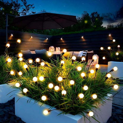LED Solar Gartenstecker mit 6-Lichter-Blütenkopf, Außen-Gartenlampe 75 cm – Warmweiß, Kabellos, Energieeffizient