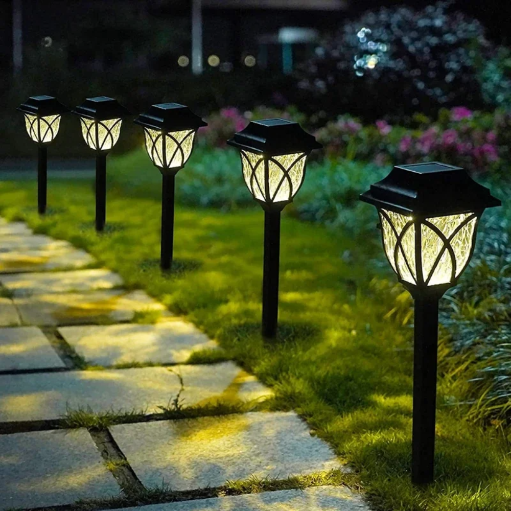 Solar Gartenleuchte LED Warmweiß – Wasserdichte Solar Wegeleuchte mit Erdspieß für Außen | Garten, Terrasse & Wegebeleuchtung