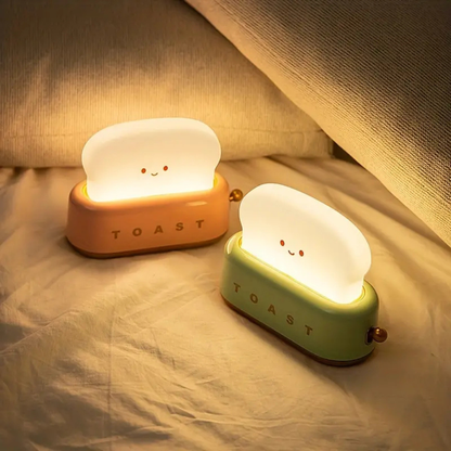 LED Toast Nachtlicht – USB wiederaufladbare Deko Lampe für Kinder & Schlafzimmer | Süßes Stimmungslicht in 3 Farben