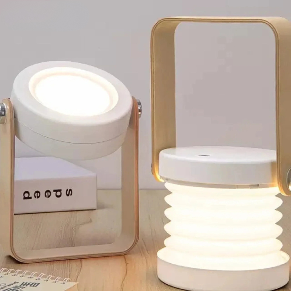 Tragbare LED Design Lampe – dimmbar, warmweiß, faltbares Nachtlicht & Akku – Tischlampe für Wohnzimmer & Schlafzimmer