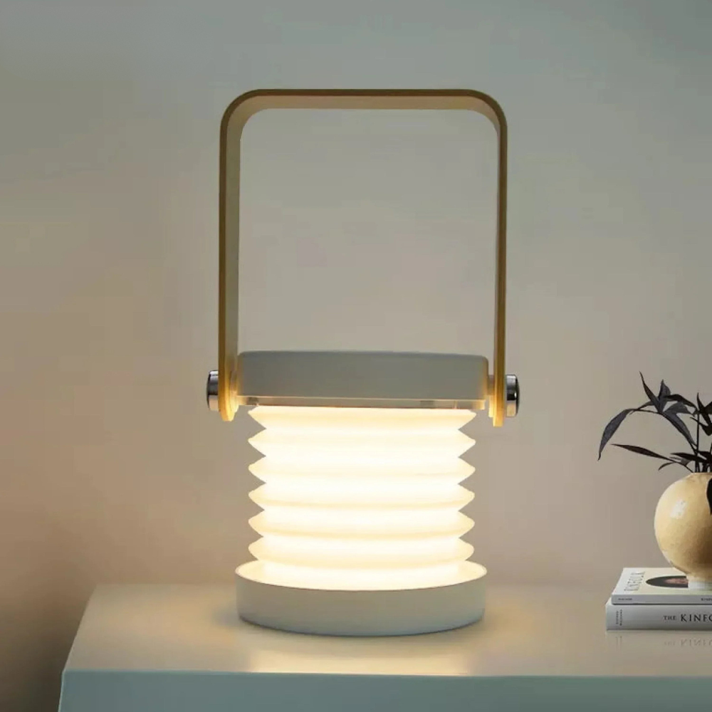 Tragbare LED Design Lampe – dimmbar, warmweiß, faltbares Nachtlicht & Akku – Tischlampe für Wohnzimmer & Schlafzimmer