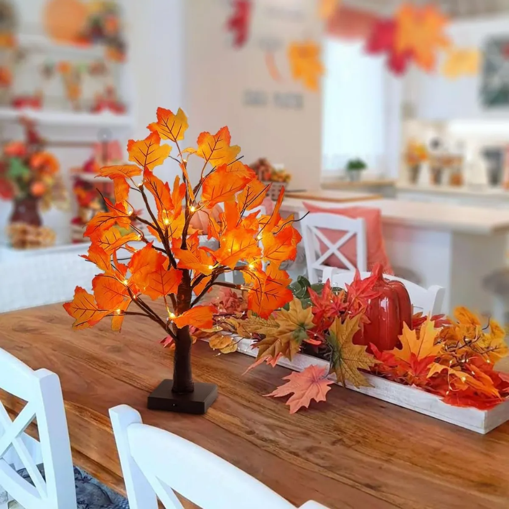 LED Ahornbaum Lampe – Herbst Deko Lichtbaum mit warmweißen LEDs | Deko Baum für Wohnzimmer & Tisch