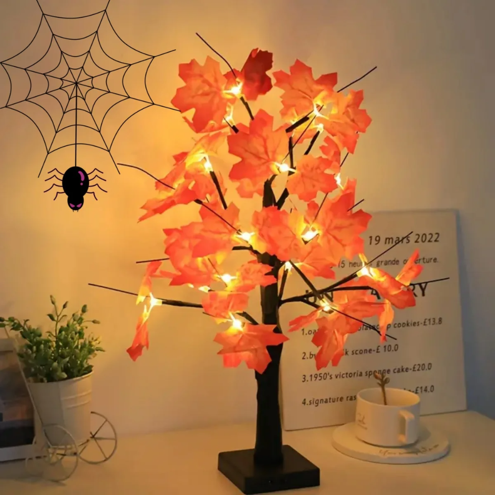 LED Ahornbaum Lampe – Herbst Deko Lichtbaum mit warmweißen LEDs | Deko Baum für Wohnzimmer & Tisch