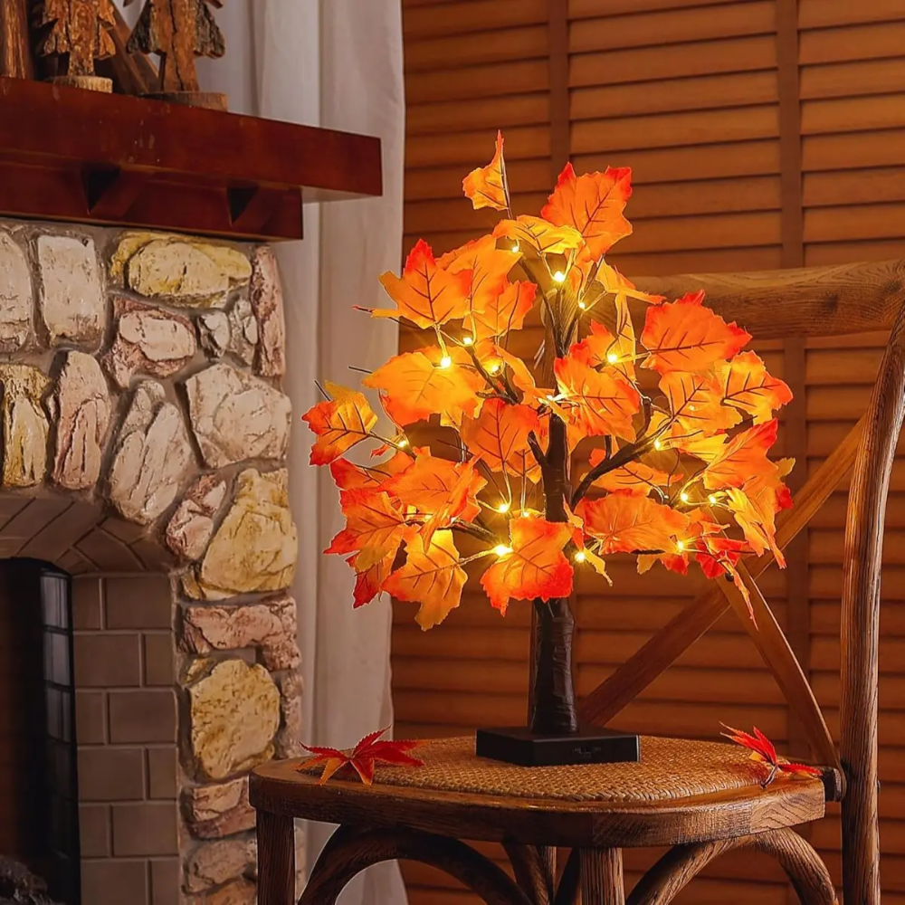 LED Ahornbaum Lampe – Herbst Deko Lichtbaum mit warmweißen LEDs | Deko Baum für Wohnzimmer & Tisch