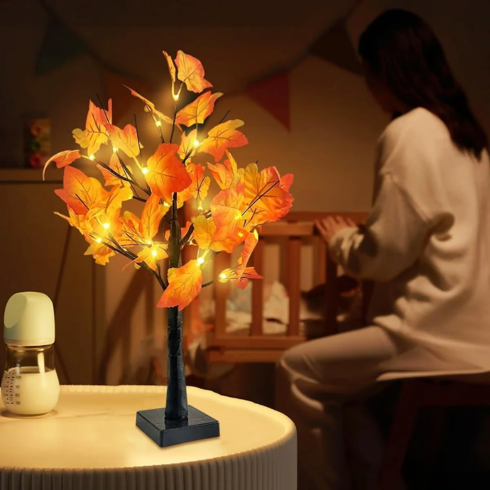 LED Ahornbaum Lampe – Herbst Deko Lichtbaum mit warmweißen LEDs | Deko Baum für Wohnzimmer & Tisch