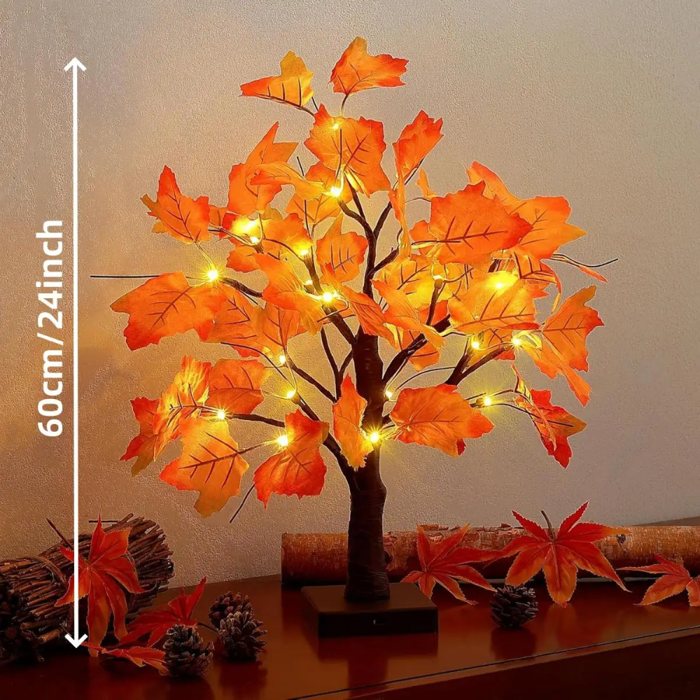 LED Ahornbaum Lampe – Herbst Deko Lichtbaum mit warmweißen LEDs | Deko Baum für Wohnzimmer & Tisch