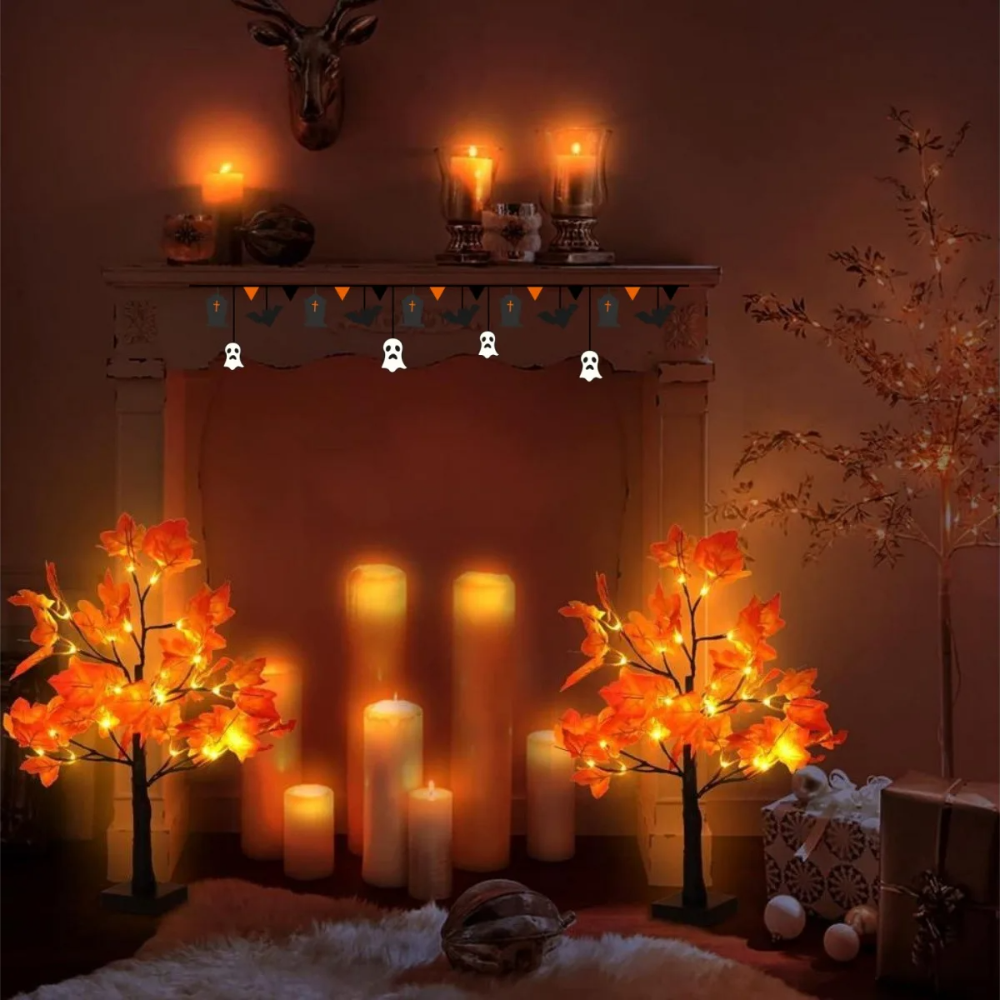 LED Ahornbaum Lampe – Herbst Deko Lichtbaum mit warmweißen LEDs | Deko Baum für Wohnzimmer & Tisch