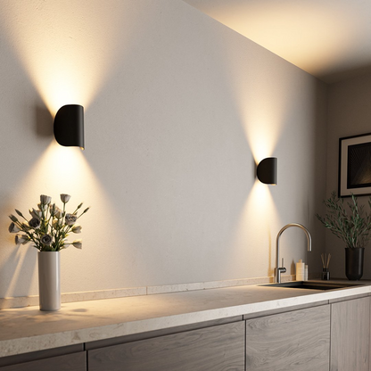 LED Wandlampe Up & Down – moderne Wandleuchte Innen in Schwarz/Weiß, warmweiß, minimalistisch, Wandbeleuchtung für Wohnzimmer, Flur & Schlafzimmer