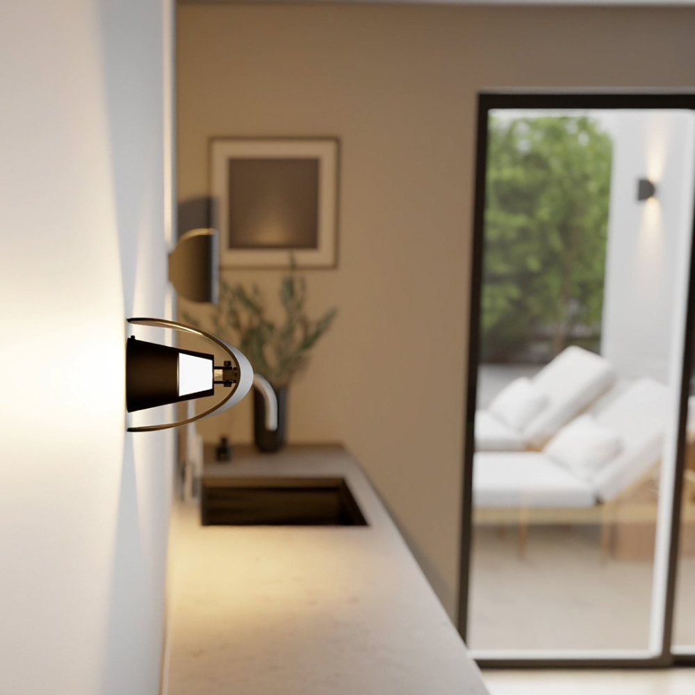 LED Wandlampe Up & Down – moderne Wandleuchte Innen in Schwarz/Weiß, warmweiß, minimalistisch, Wandbeleuchtung für Wohnzimmer, Flur & Schlafzimmer
