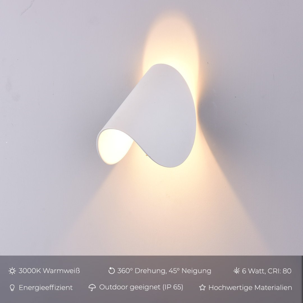LED Wandlampe Up & Down – moderne Wandleuchte Innen in Schwarz/Weiß, warmweiß, minimalistisch, Wandbeleuchtung für Wohnzimmer, Flur & Schlafzimmer