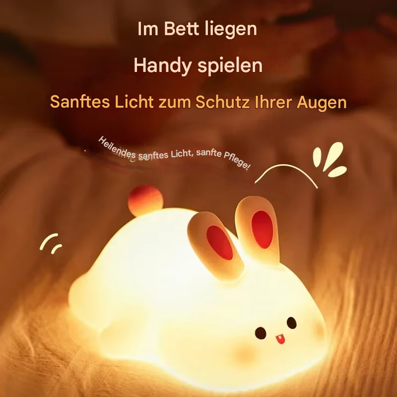 LED Nachtlicht Kinder Hase – Dimmbares Silikon Schlaflicht mit 3 Helligkeitsstufen & Touch-Steuerung