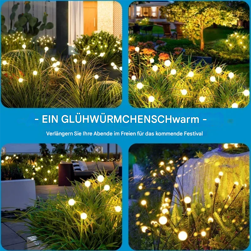 LED Solar Gartenstecker mit 6-Lichter-Blütenkopf, Außen-Gartenlampe 75 cm – Warmweiß, Kabellos, Energieeffizient