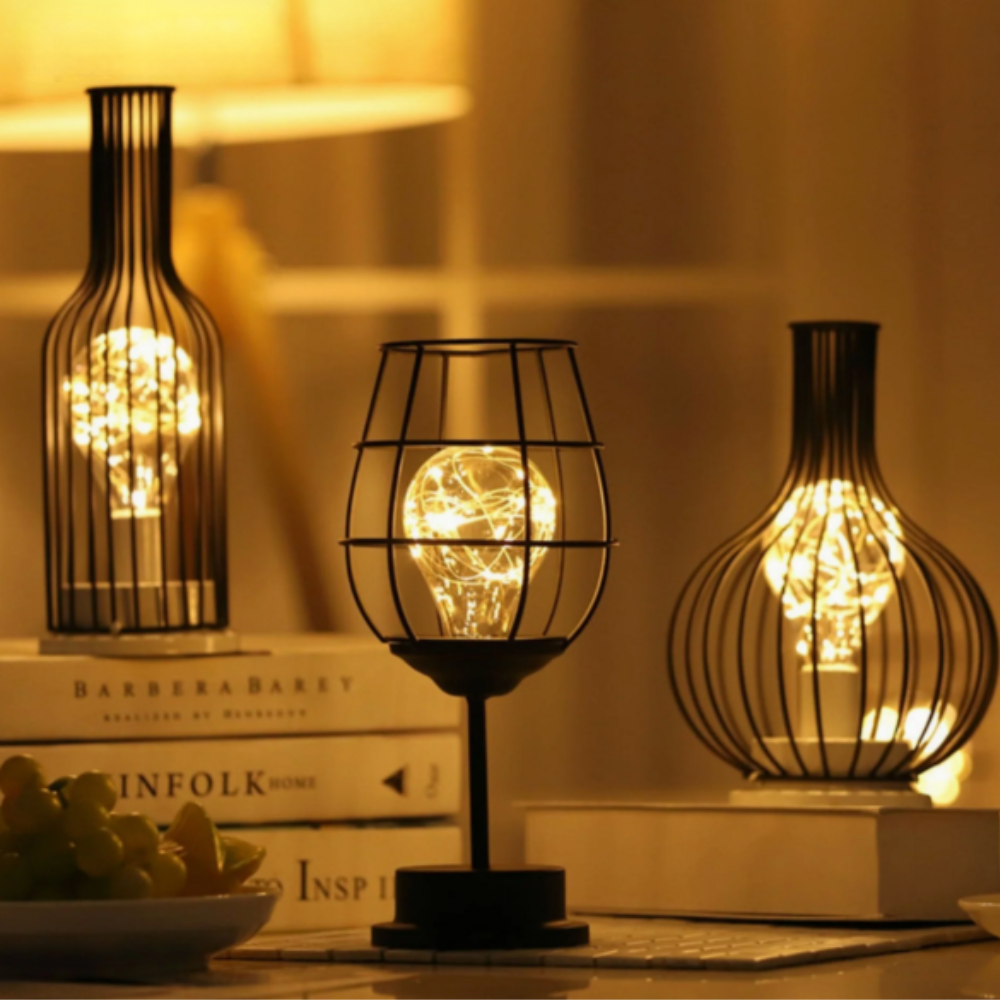 LED Tischlampe im Vintage Design – Deko Lampe aus Metall für Wohnzimmer & Schlafzimmer – Warmweißes Stimmungslicht