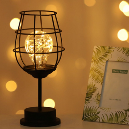 LED Tischlampe im Vintage Design – Deko Lampe aus Metall für Wohnzimmer & Schlafzimmer – Warmweißes Stimmungslicht