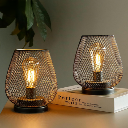 Industrielle Tischlampe aus Metall – Vintage Deko Lampe mit E27 Fassung für Wohnzimmer, Schlafzimmer & Büro