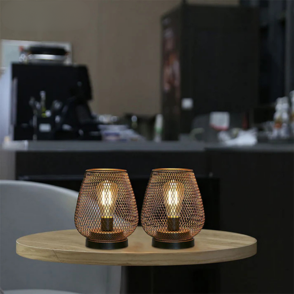 Industrielle Tischlampe aus Metall – Vintage Deko Lampe mit E27 Fassung für Wohnzimmer, Schlafzimmer & Büro