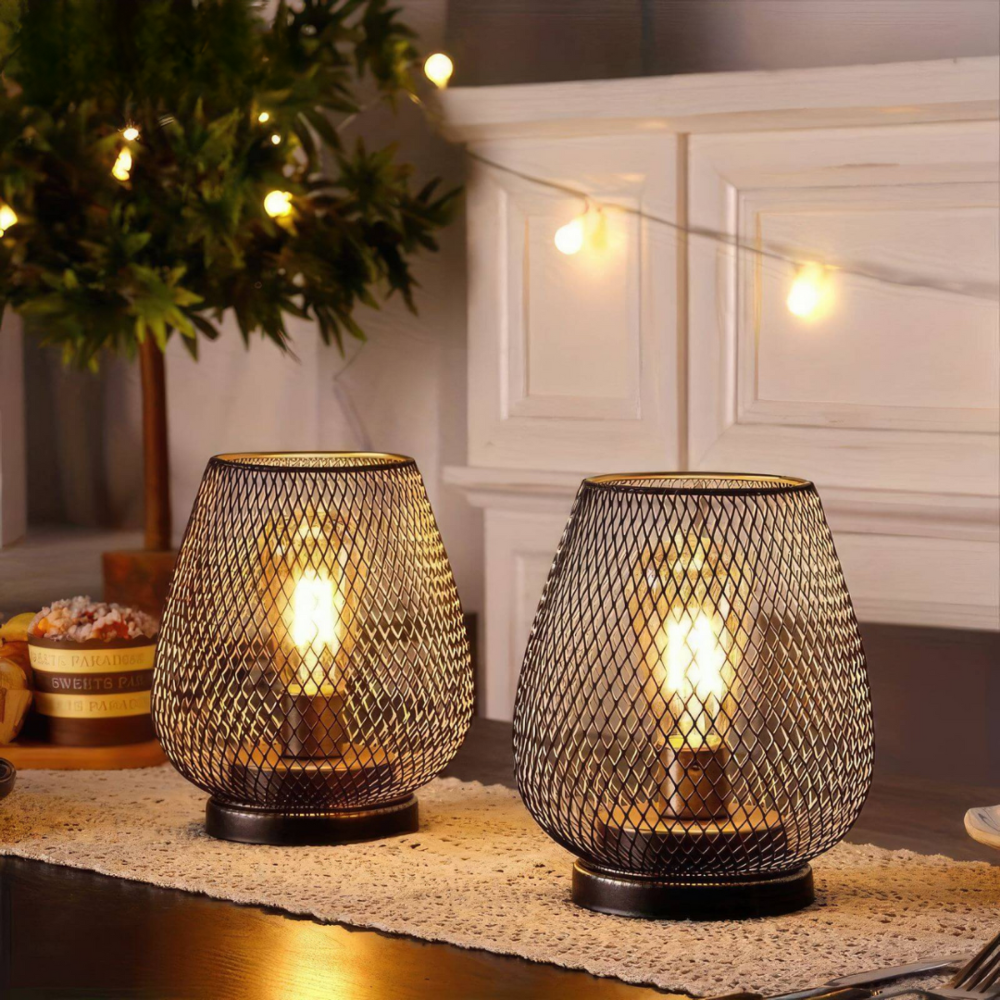 Industrielle Tischlampe aus Metall – Vintage Deko Lampe mit E27 Fassung für Wohnzimmer, Schlafzimmer & Büro