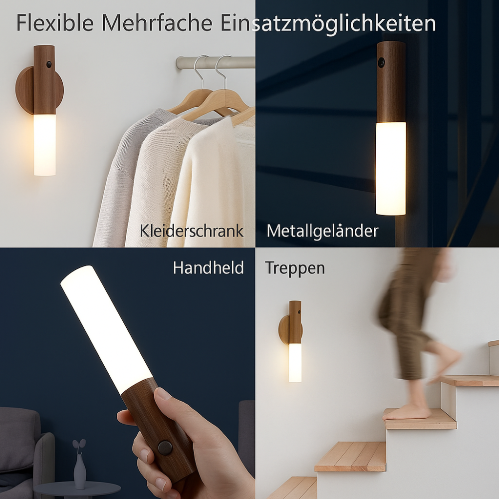 Kabellose LED-Lampe – Multifunktionale Wand- & Handlampe für Kleiderschrank, Treppe, Geländer & Mobilen Einsatz