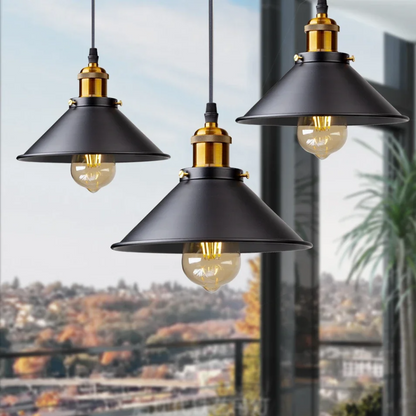 Retro Industrie Pendelleuchte Schwarz – Vintage Hängelampe aus Metall mit E27 Fassung für Esszimmer, Küche & Wohnzimmer