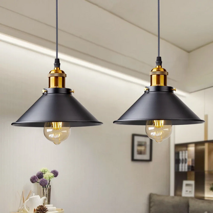 Retro Industrie Pendelleuchte Schwarz – Vintage Hängelampe aus Metall mit E27 Fassung für Esszimmer, Küche & Wohnzimmer