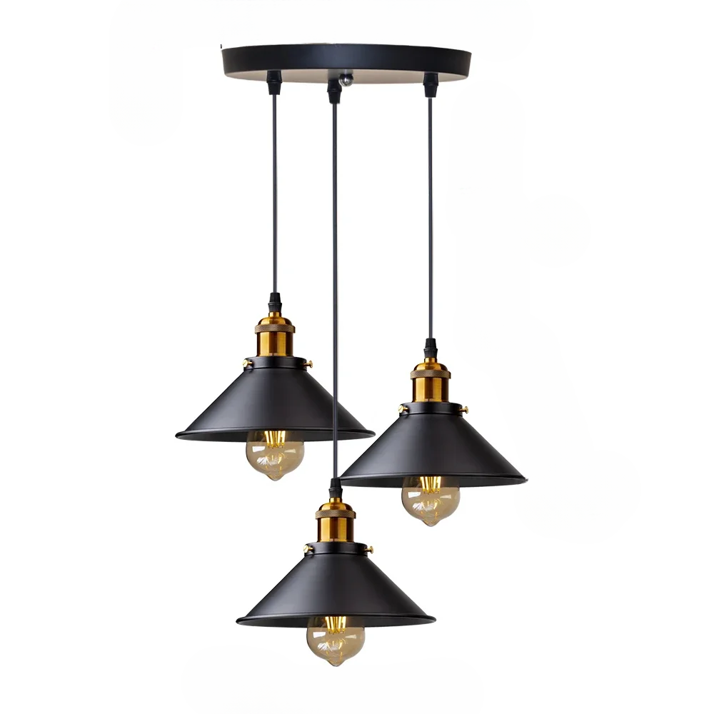 Retro Industrie Pendelleuchte Schwarz – Vintage Hängelampe aus Metall mit E27 Fassung für Esszimmer, Küche & Wohnzimmer