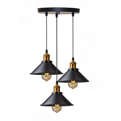 Retro Industrie Pendelleuchte Schwarz – Vintage Hängelampe aus Metall mit E27 Fassung für Esszimmer, Küche & Wohnzimmer