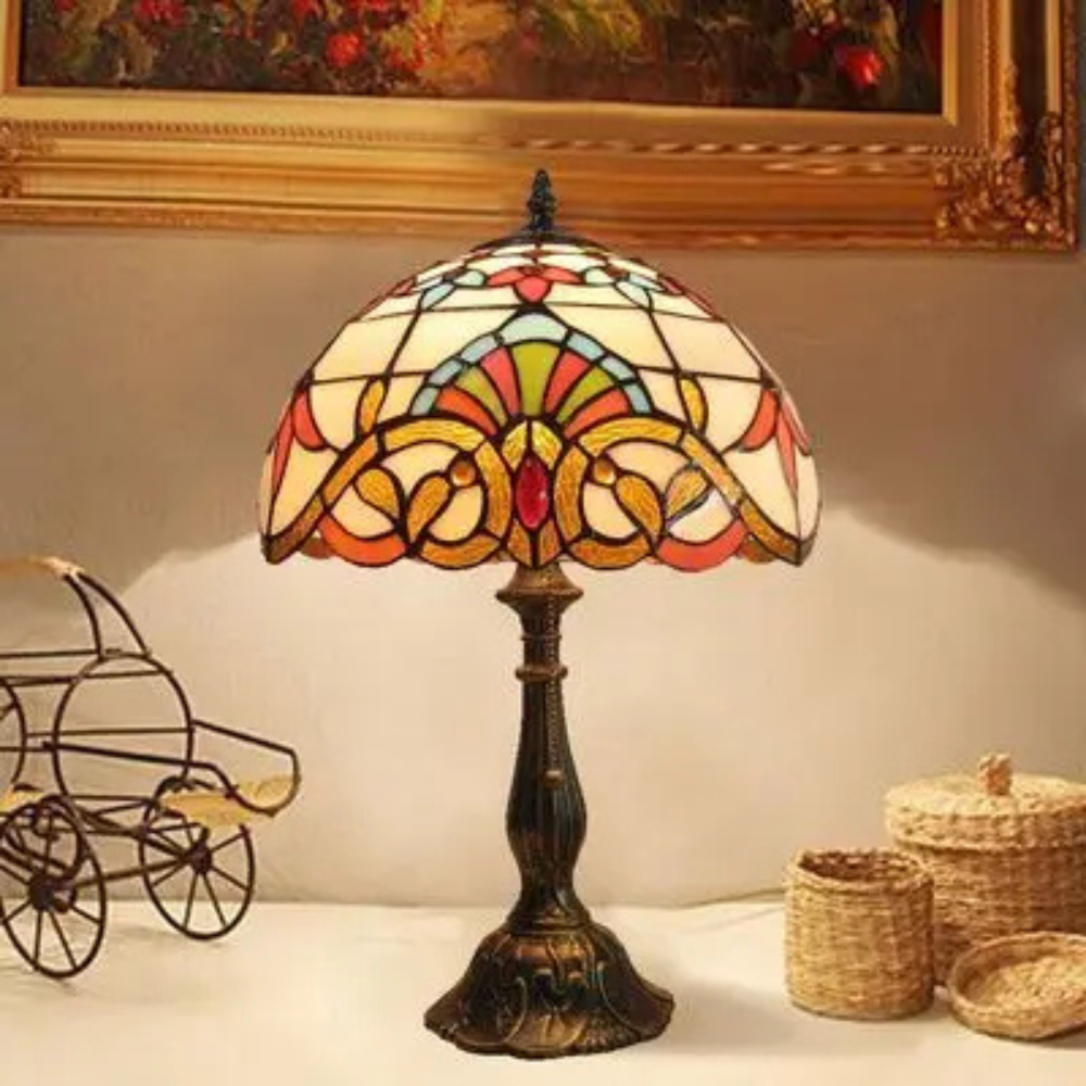 Tiffany Tischlampe – Vintage Glaslampe im Jugendstil | Deko Tischleuchte für Wohnzimmer, Schlafzimmer & Büro