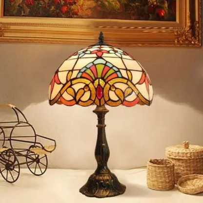Tiffany Tischlampe – Vintage Glaslampe im Jugendstil | Deko Tischleuchte für Wohnzimmer, Schlafzimmer & Büro