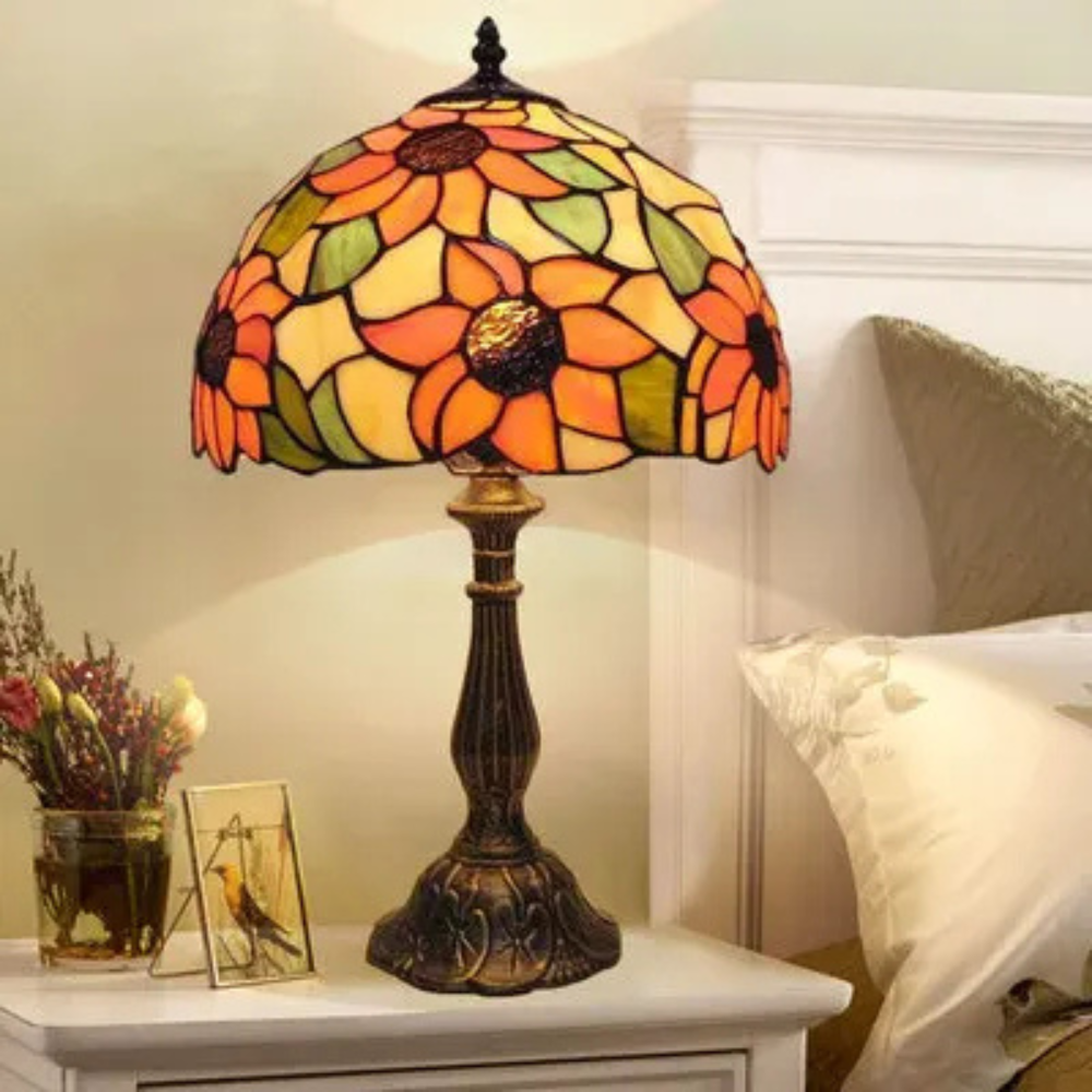 Tiffany Tischlampe – Vintage Glaslampe im Jugendstil | Deko Tischleuchte für Wohnzimmer, Schlafzimmer & Büro