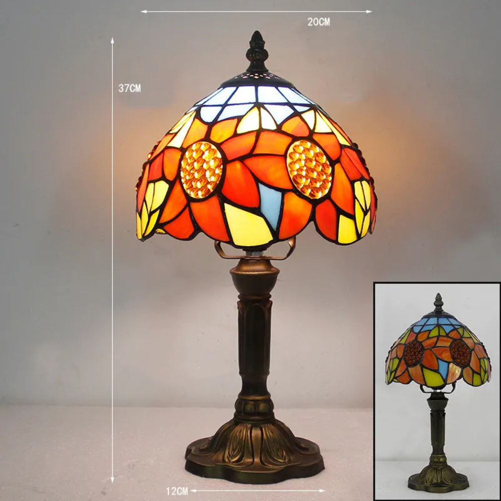 Tiffany Tischlampe – Vintage Glaslampe im Jugendstil | Deko Tischleuchte für Wohnzimmer, Schlafzimmer & Büro