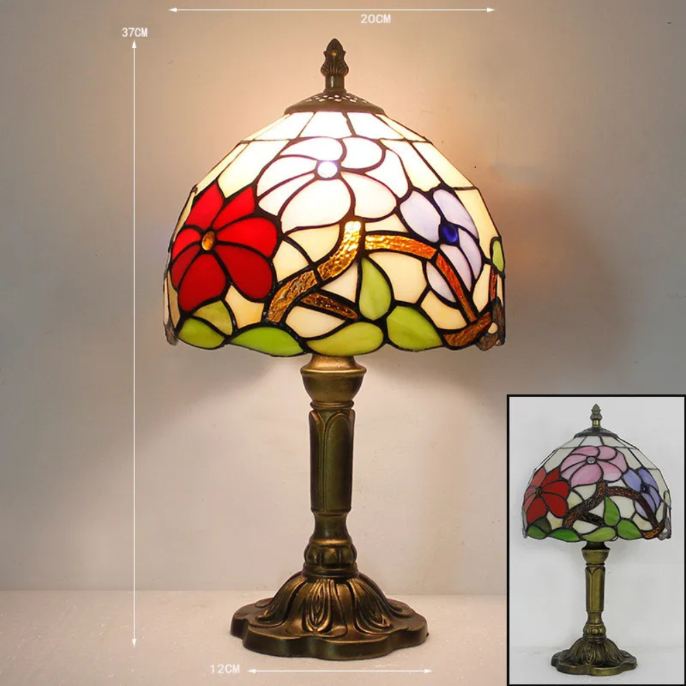 Tiffany Tischlampe – Vintage Glaslampe im Jugendstil | Deko Tischleuchte für Wohnzimmer, Schlafzimmer & Büro