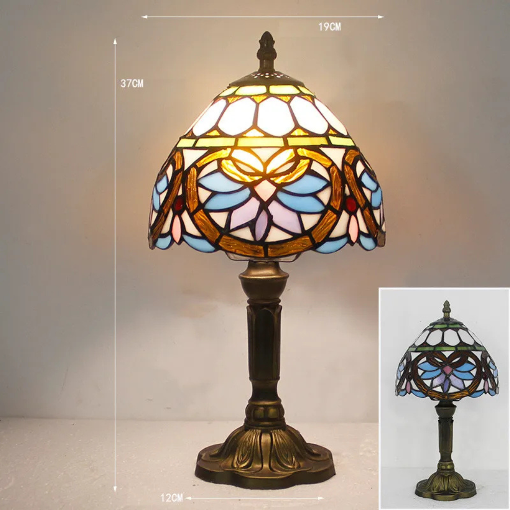 Tiffany Tischlampe – Vintage Glaslampe im Jugendstil | Deko Tischleuchte für Wohnzimmer, Schlafzimmer & Büro