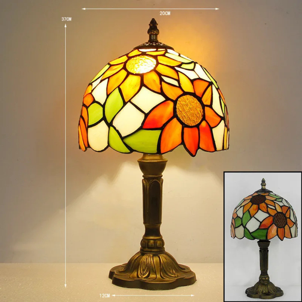 Tiffany Tischlampe – Vintage Glaslampe im Jugendstil | Deko Tischleuchte für Wohnzimmer, Schlafzimmer & Büro
