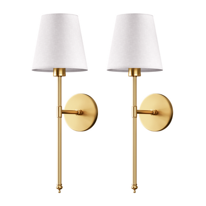 Moderne LED Wandleuchte mit Stoffschirm – Wandlampe für Wohnzimmer/Schlafzimmer – E27 – Warmweiß