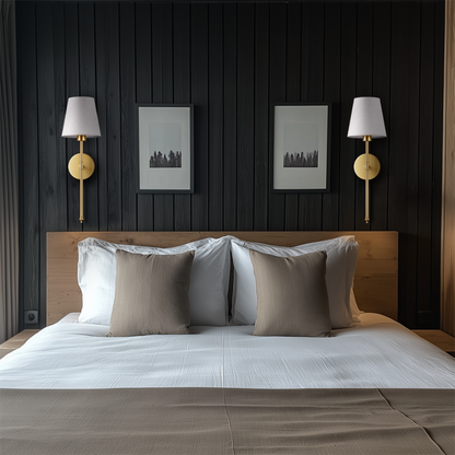 Moderne LED Wandleuchte mit Stoffschirm – Wandlampe für Wohnzimmer/Schlafzimmer – E27 – Warmweiß