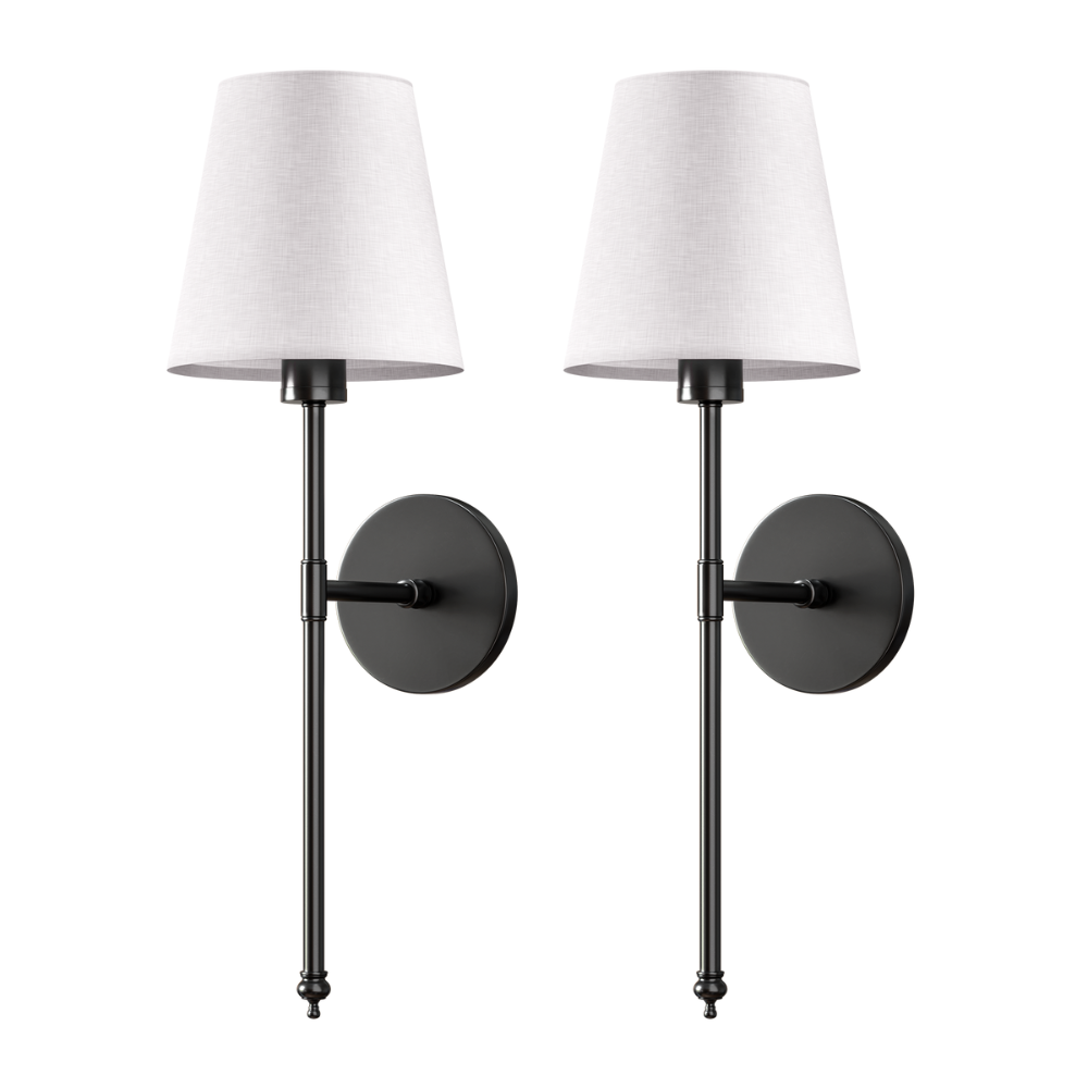 Moderne LED Wandleuchte mit Stoffschirm – Wandlampe für Wohnzimmer/Schlafzimmer – E27 – Warmweiß