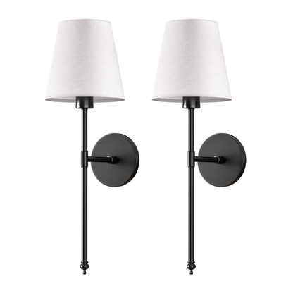 Moderne LED Wandleuchte mit Stoffschirm – Wandlampe für Wohnzimmer/Schlafzimmer – E27 – Warmweiß